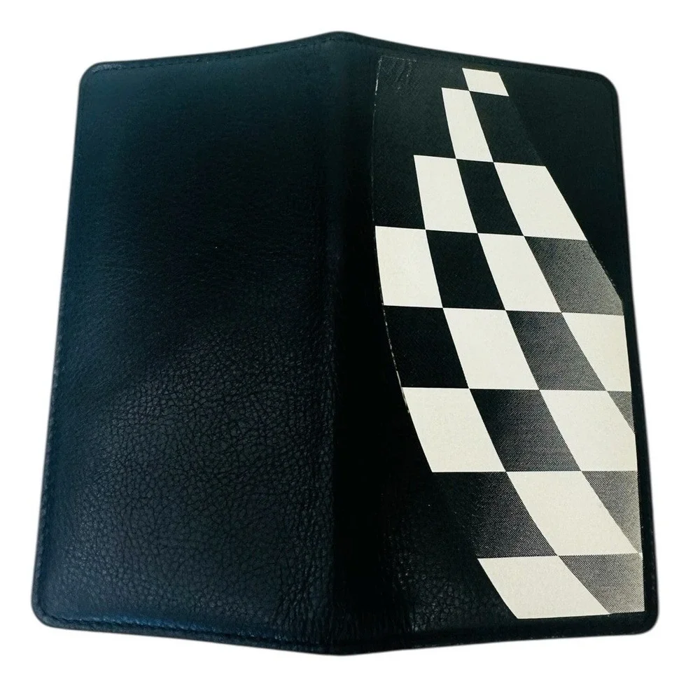 Checkered Black & White Design‎ Leather Checkbook Cover